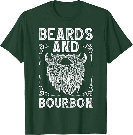 Beard Bourbon Lover Drinking Husband Papa Grandpa Dad T-Shirt - T-Shirt | Forest