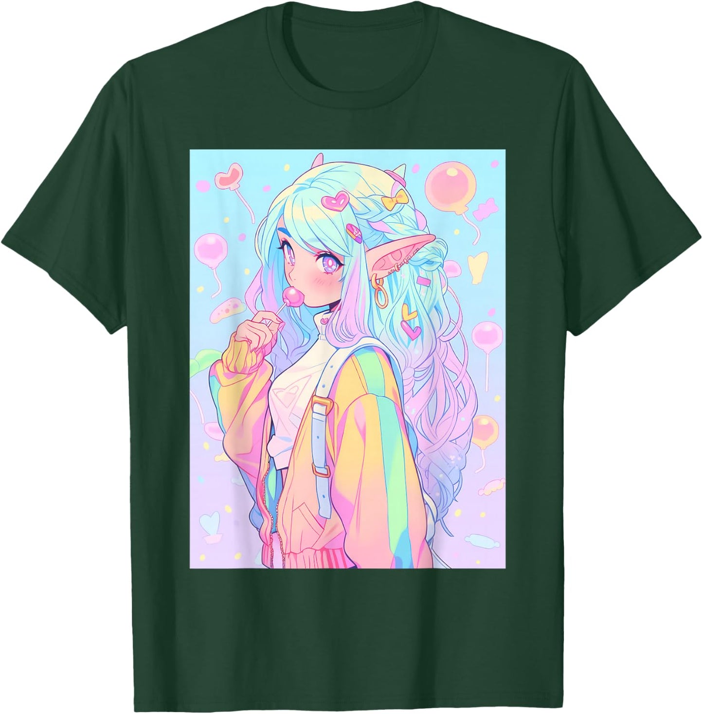 Anime Girl Pastel Kawaii Waifu Elves Girl T-Shirt - T-Shirt | Forest