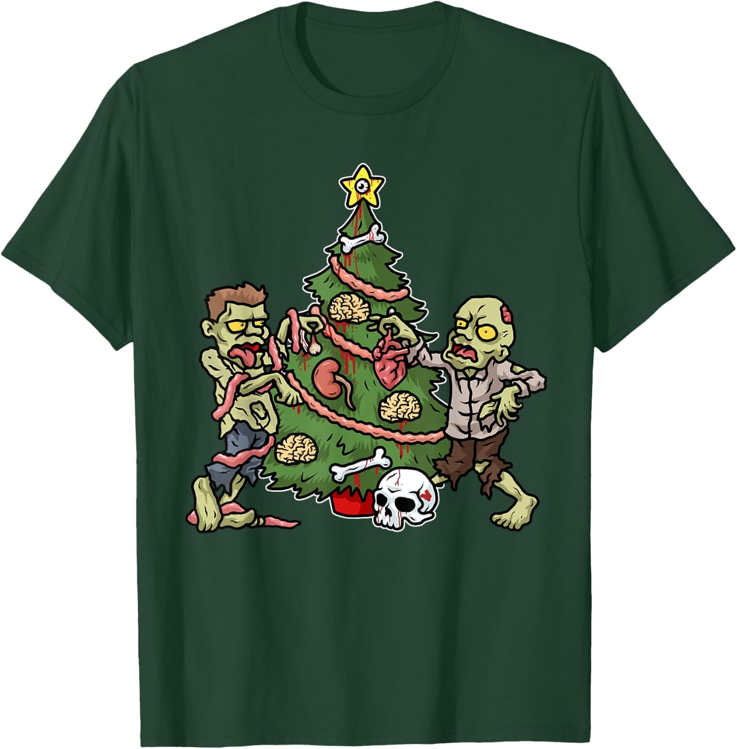 Christmas Zombie Shirt Kids Christmas Tree Gift Men Zombies T-Shirt - T-Shirt | Forest