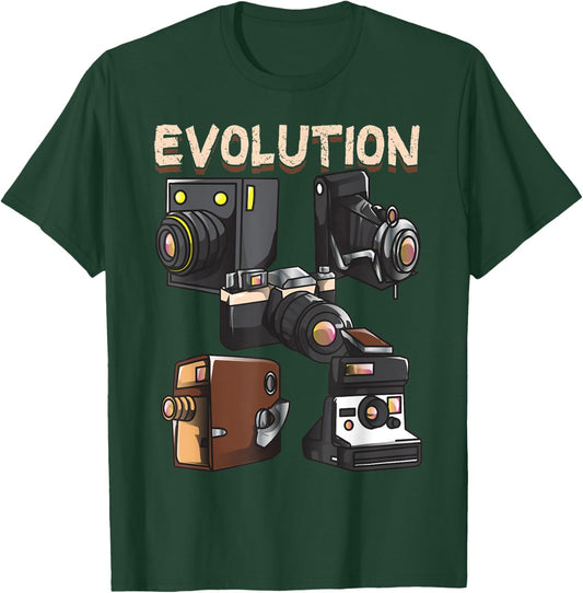 Vintage Evolution of the Camera Photography T-Shirt - T-Shirt | Forest