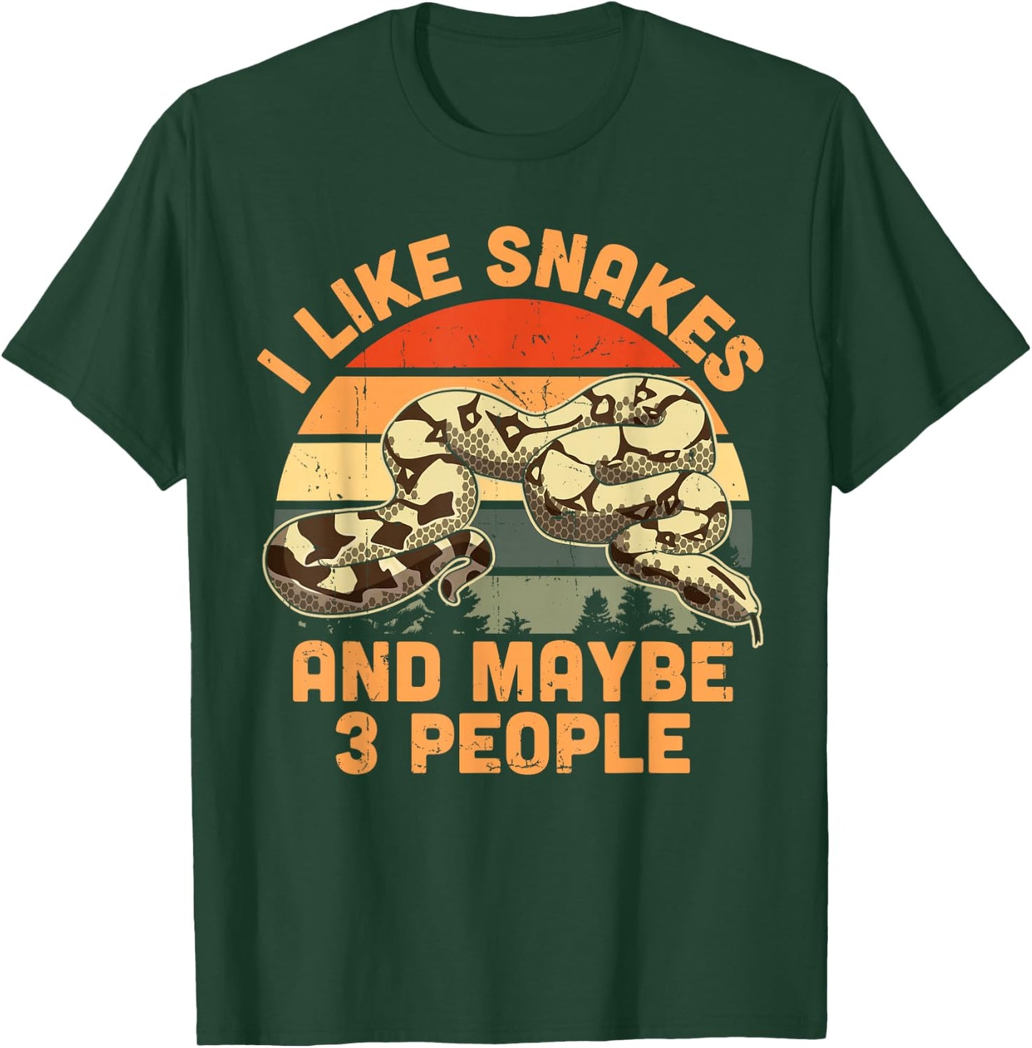 I Like Snakes And Maybe 3 People Retro Serpent Vintage T-Shirt - T-Shirt | Forest