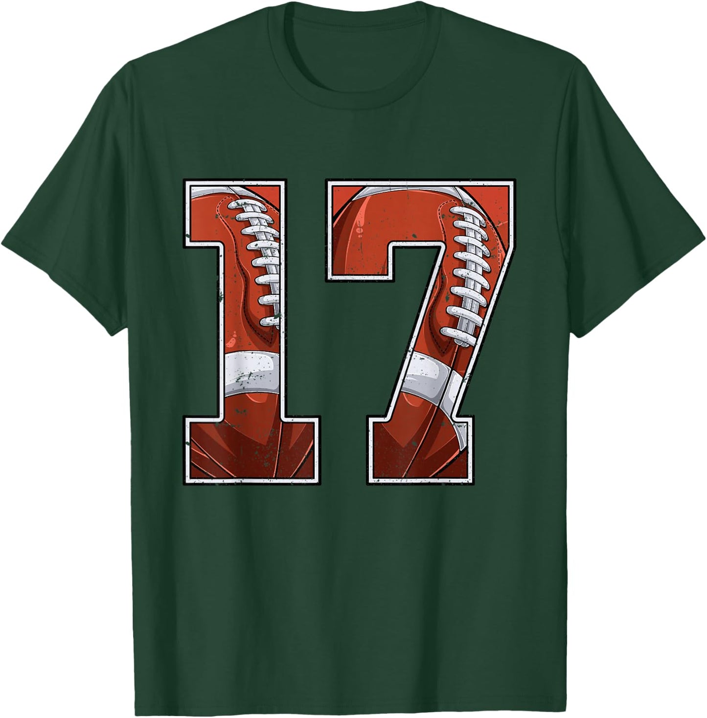 Football 17th Birthday Boy Seventeen 17 Years Old Bday Party T-Shirt - T-Shirt | Forest