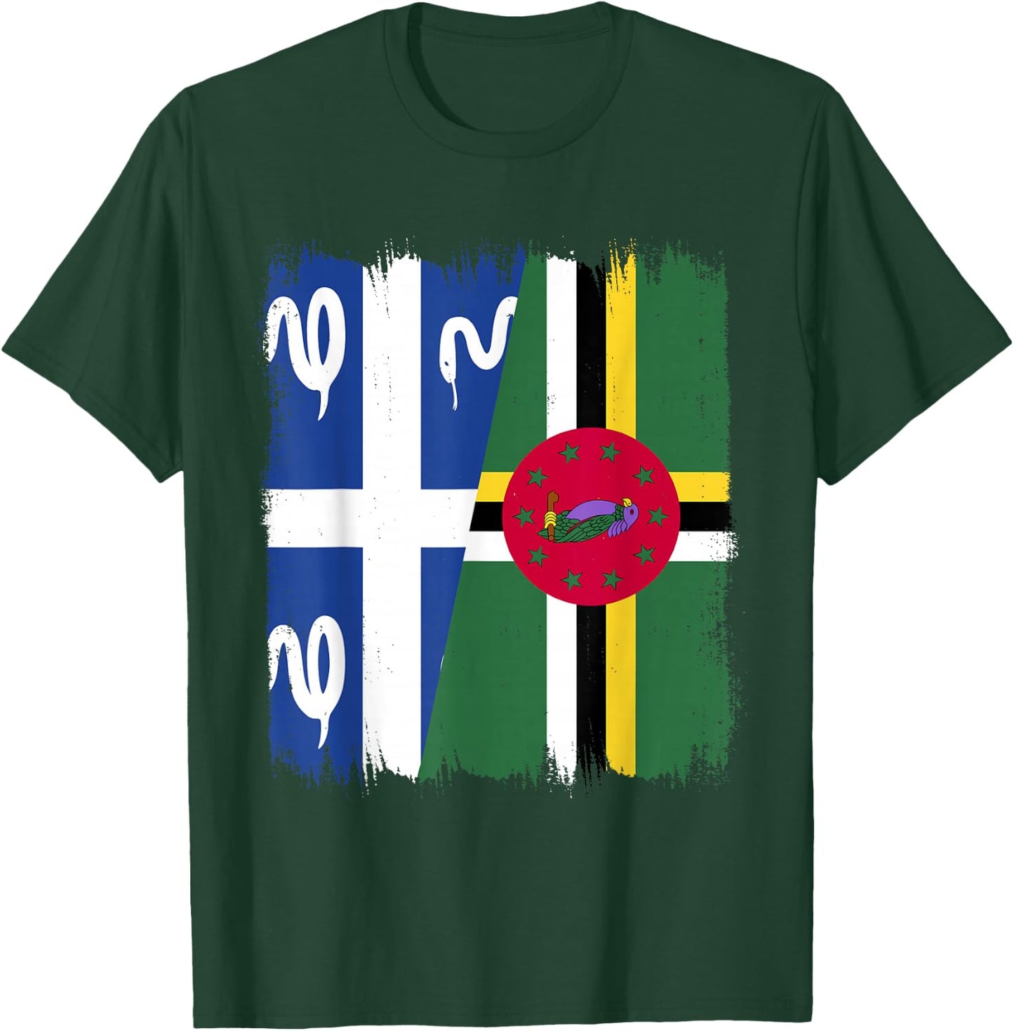 Flag Guadeloupe and Martinique Dominique , Black, S T-Shirt - T-Shirt | Forest