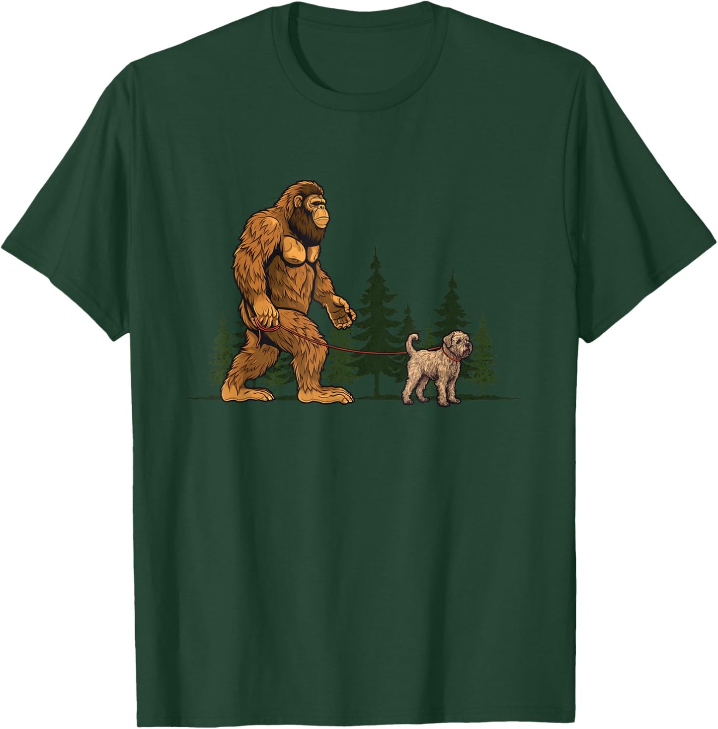 Funny Soft Coated Wheaten Terrier Bigfoot Dog Walking Dog T-Shirt - T-Shirt | Forest
