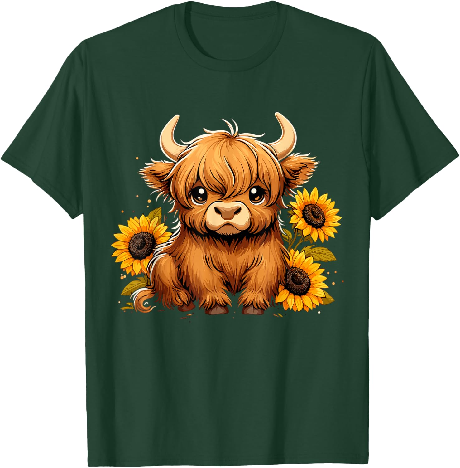 Sunflower Highland Cow Farm T-Shirt - T-Shirt | Forest