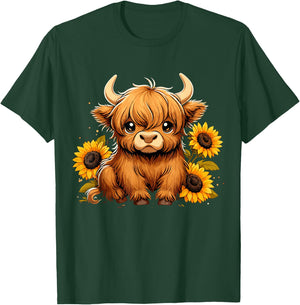 Sunflower Highland Cow Farm T-Shirt - T-Shirt | Forest