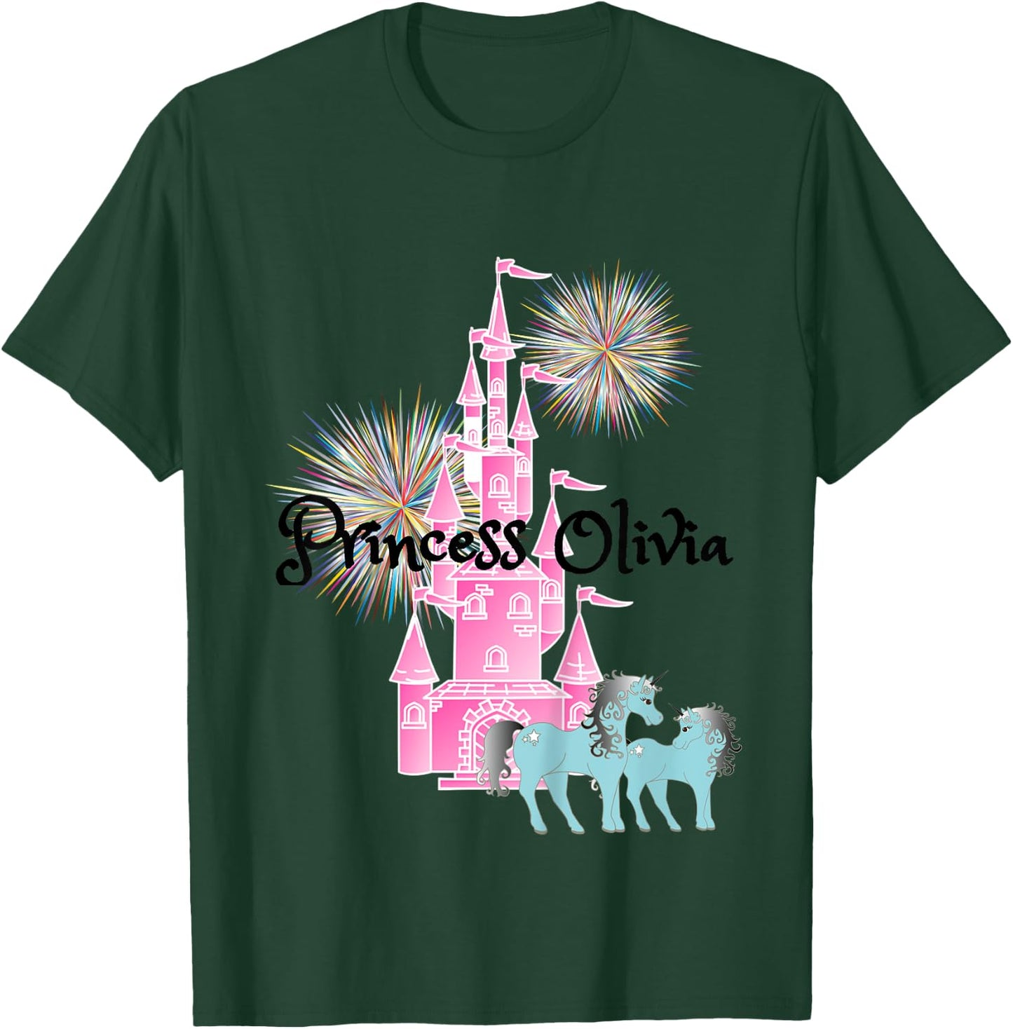 Kids Princess Olivia Name Girls Personalized Custom T-Shirt - T-Shirt | Forest