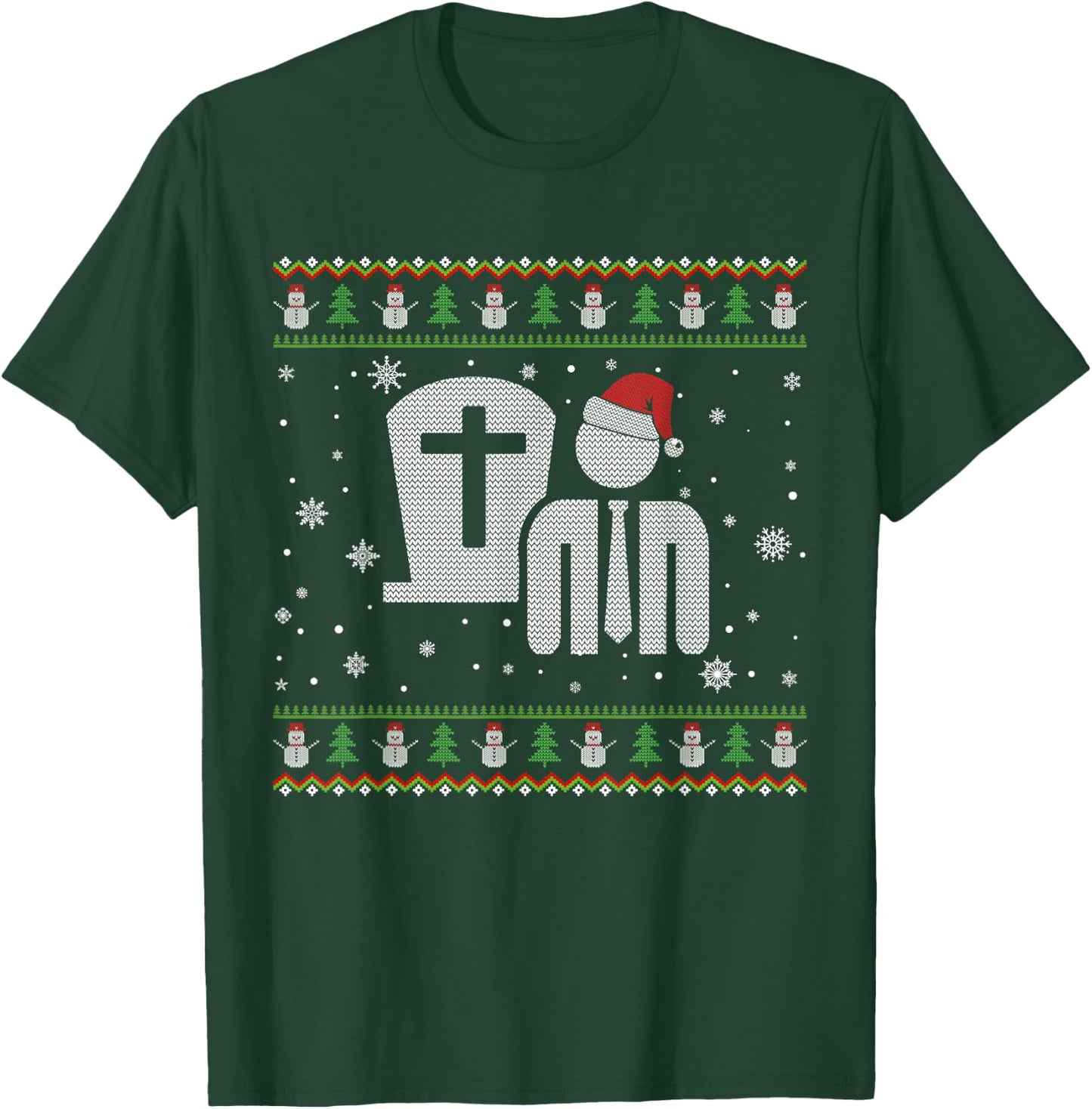 Funeral Director Santa Hat Ugly Christmas Sweaters Pajamas T-Shirt - T-Shirt | Forest