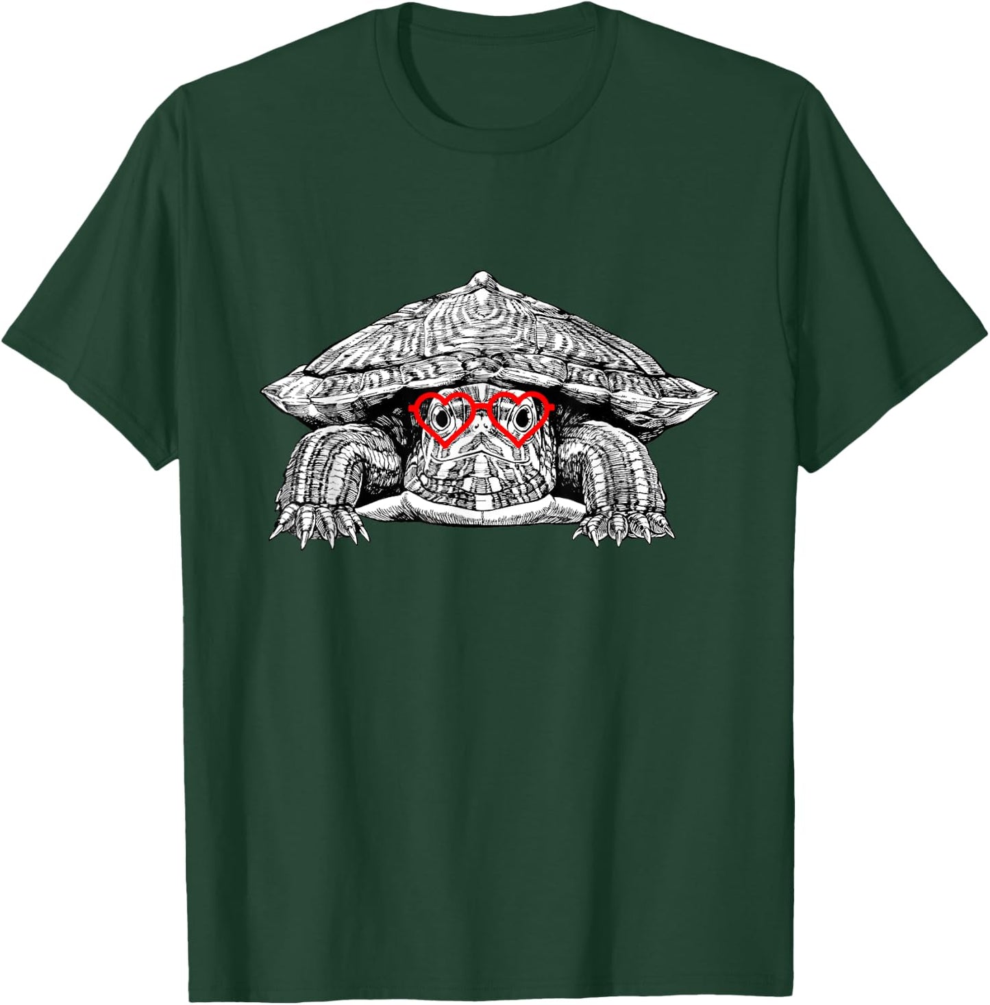 Red Eared Slider Turtle Valentines Day Pet lover. T-Shirt - T-Shirt | Forest