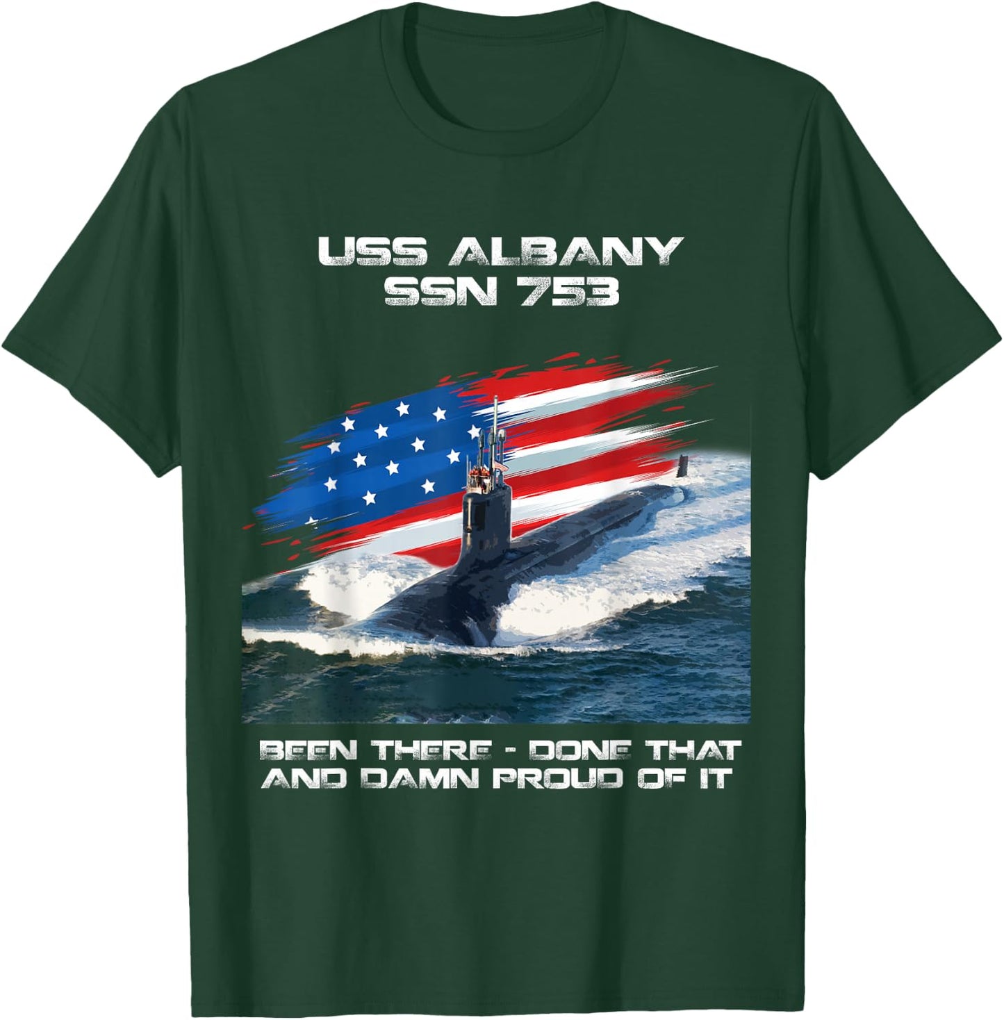 USS Albany SSN-753 Amerikanische Flagge U-Boot Veteran Xmas T-Shirt - T-Shirt | Forest