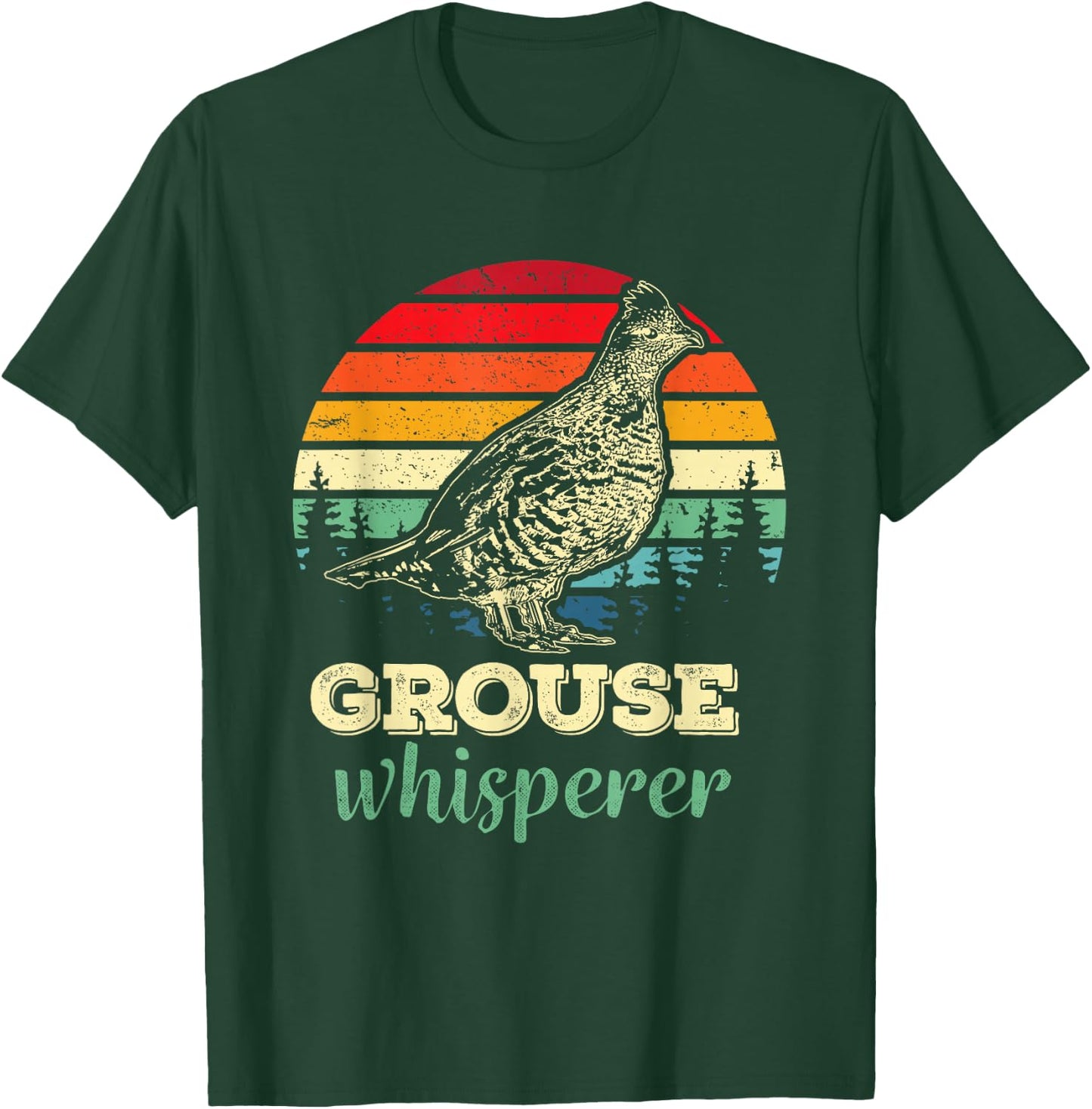 Retro Ruffed Grouse Whisperer Bird Hunting Birding T-Shirt - T-Shirt | Forest