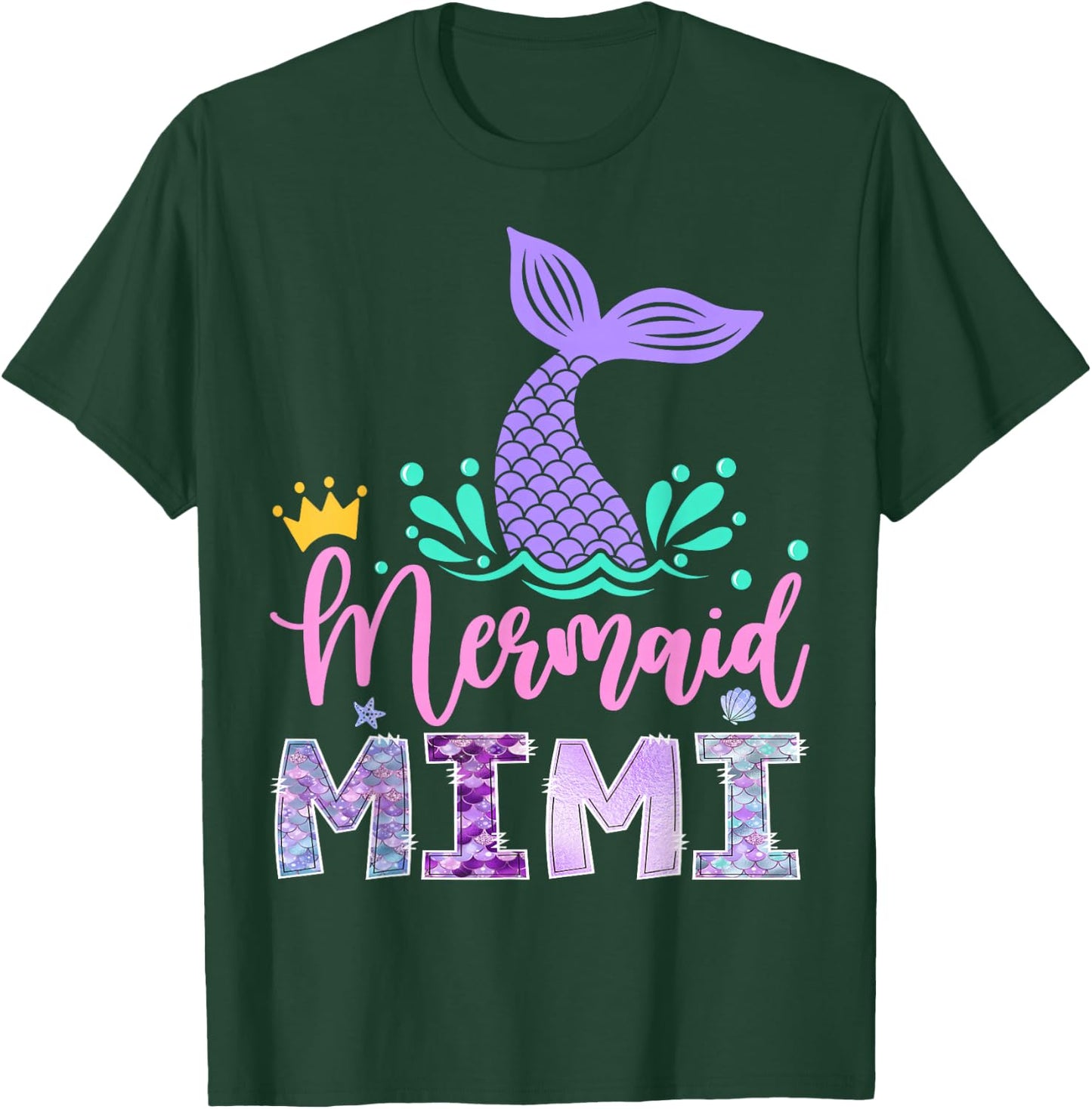 Mermaid Mimi Funny Birthday Girl Party Family Matching T-Shirt - T-Shirt | Forest