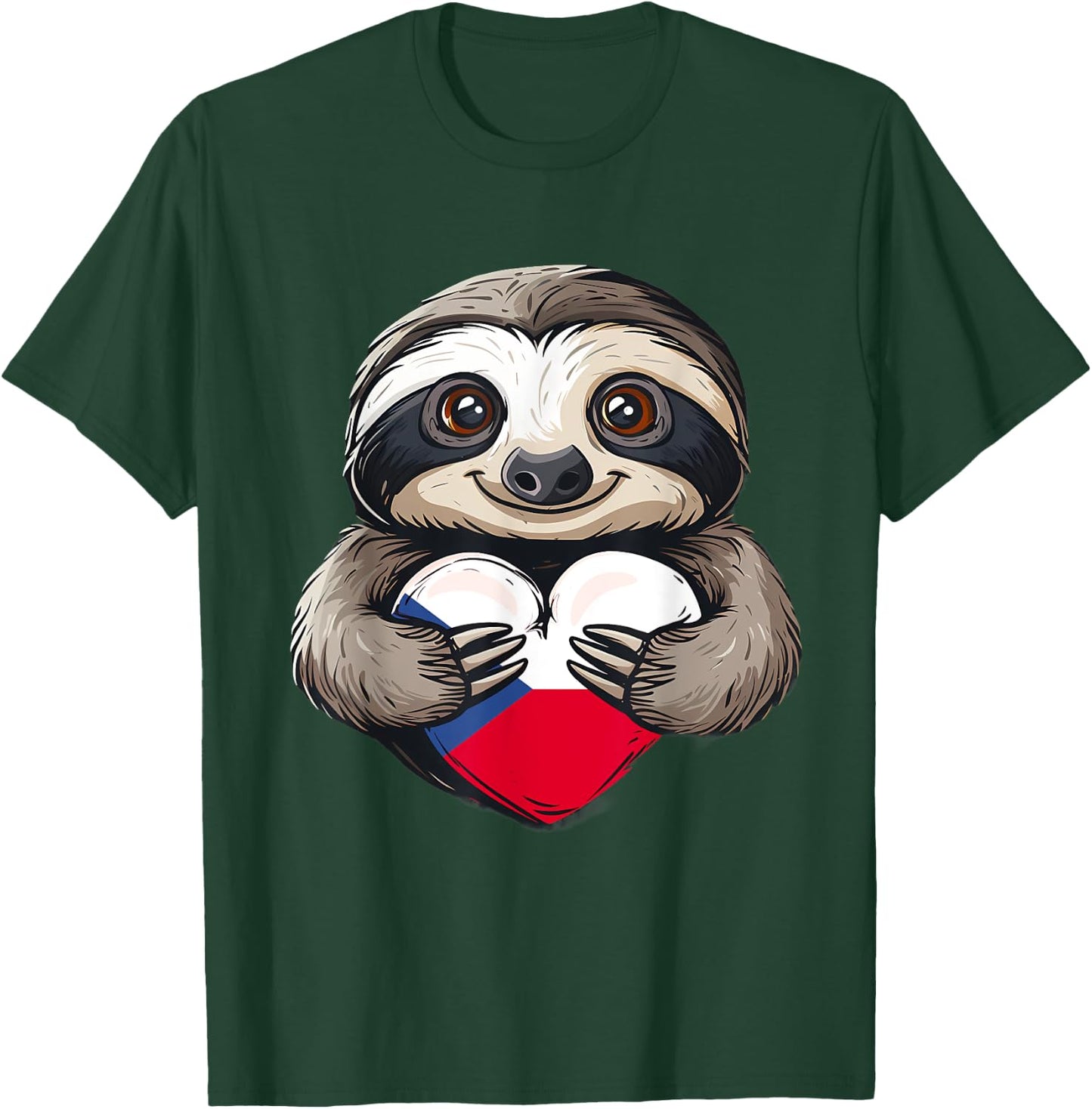 Czech Republic Sloth Czech Flag Czech Heart Pride Ceska T-Shirt - T-Shirt | Forest