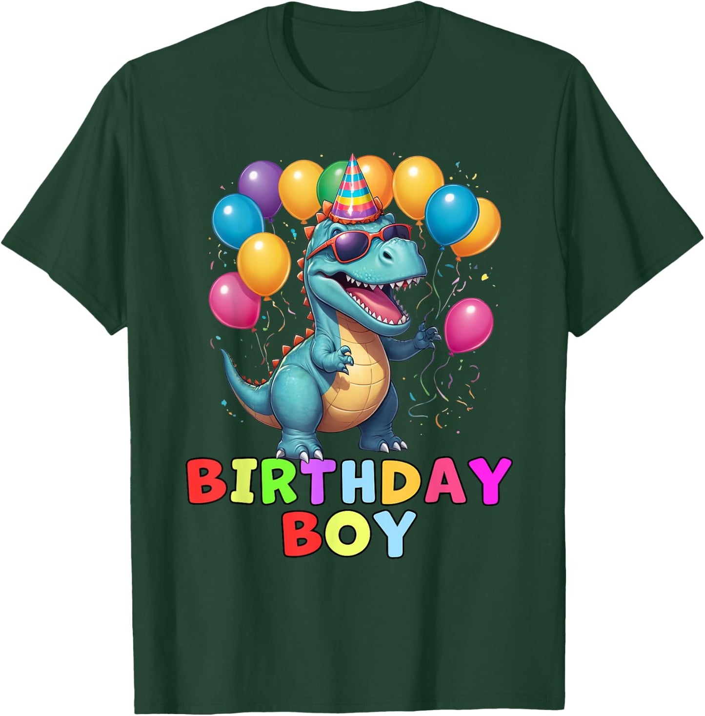Dinosaur Birthday Boy Birthday Party T-Shirt - T-Shirt | Forest