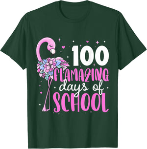 100 Flamazing Days of School Flamingo 100th Day of School T-Shirt - T-Shirt | Forest