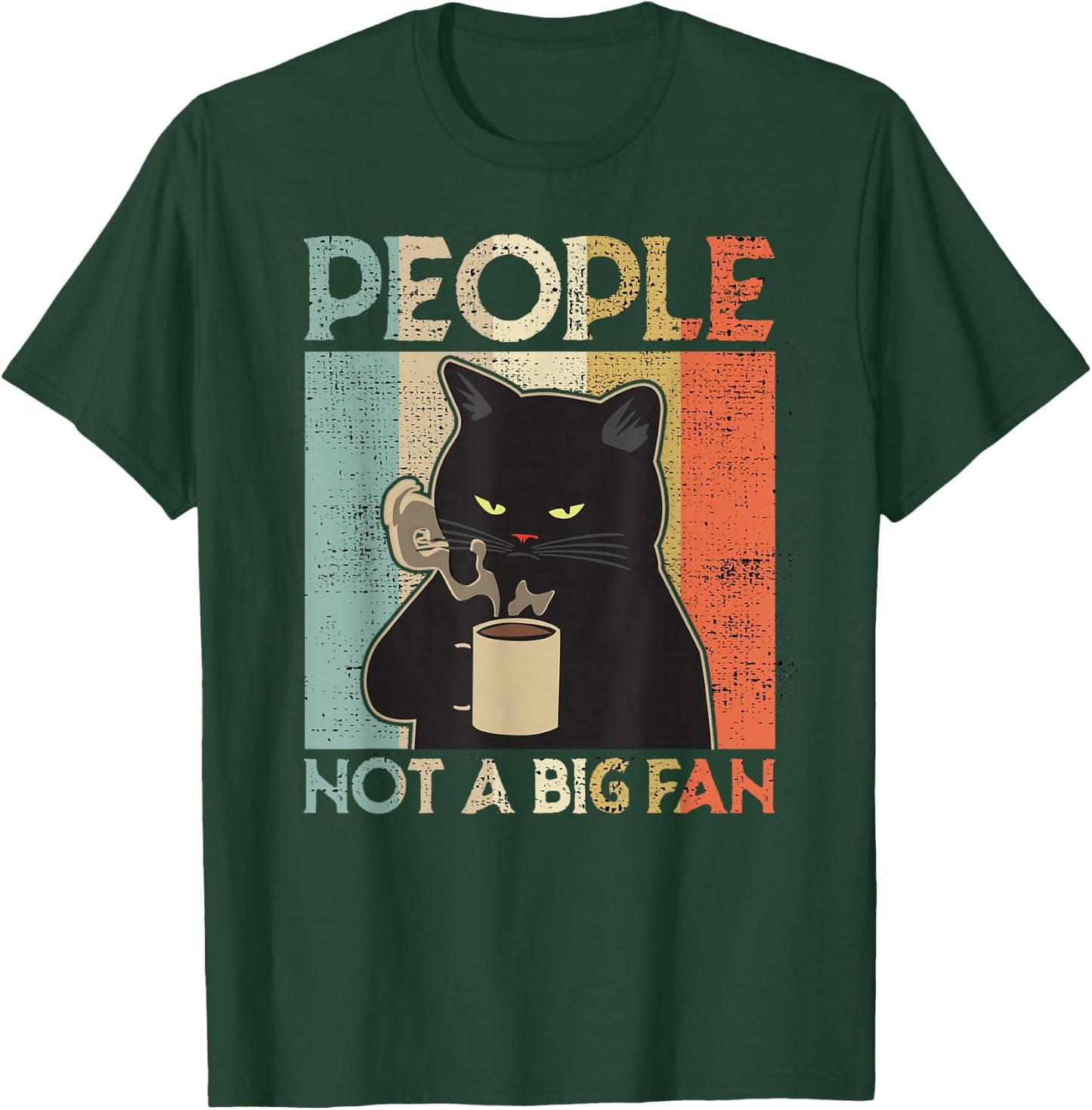 People not a Big Fan Bear Coffee Vintage Retro Gift T-Shirt - T-Shirt | Forest