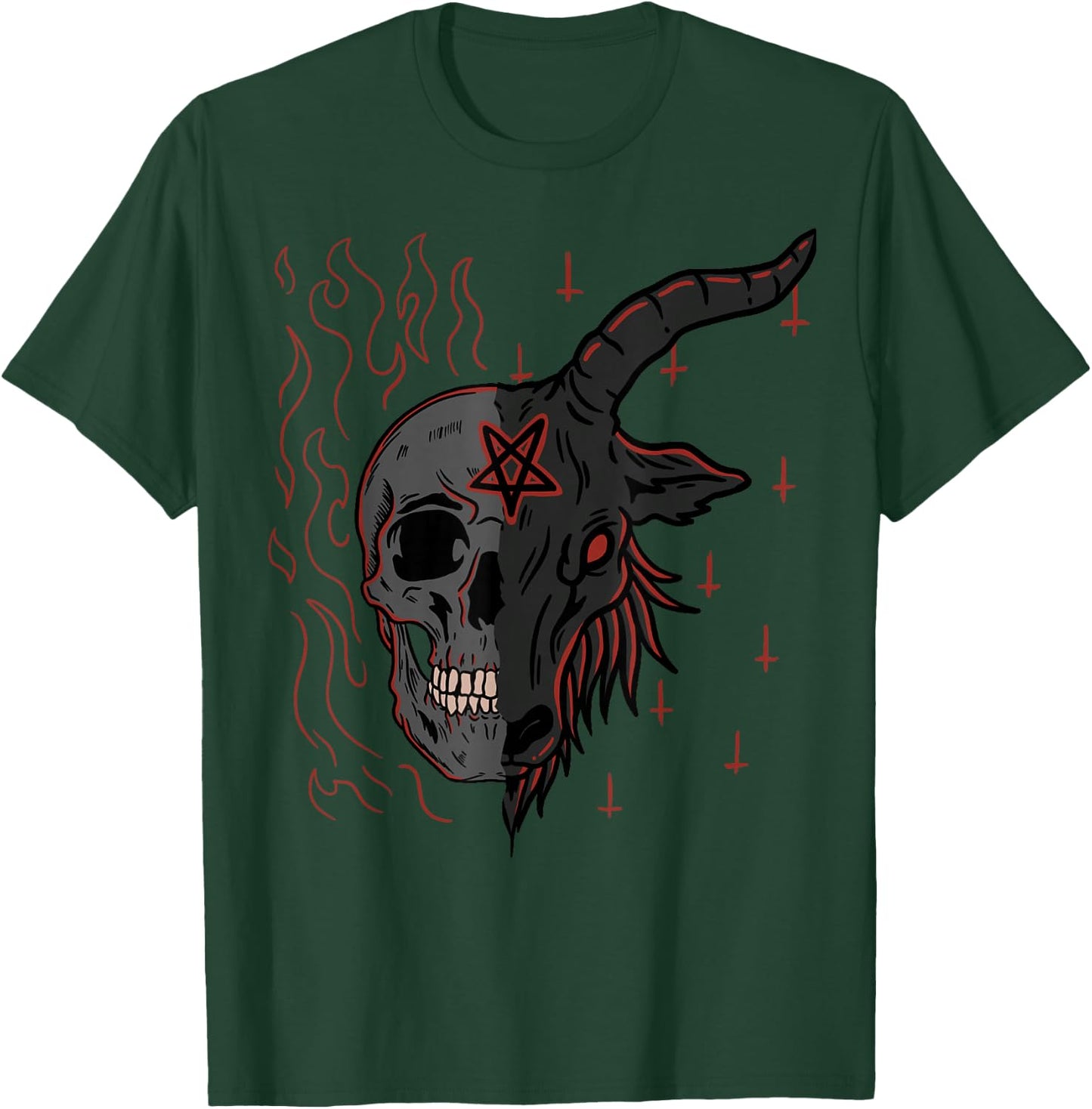 Baphomet Gothic Occult Emo Goats T-Shirt - T-Shirt | Forest