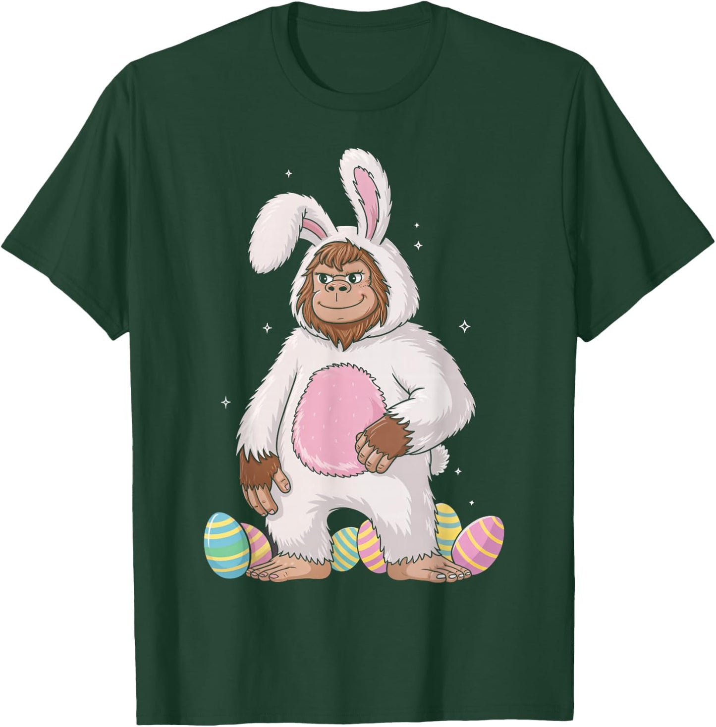 Easter Bigfoot in Bunny Costume | Sasquatch Easter Design T-Shirt - T-Shirt | Forest