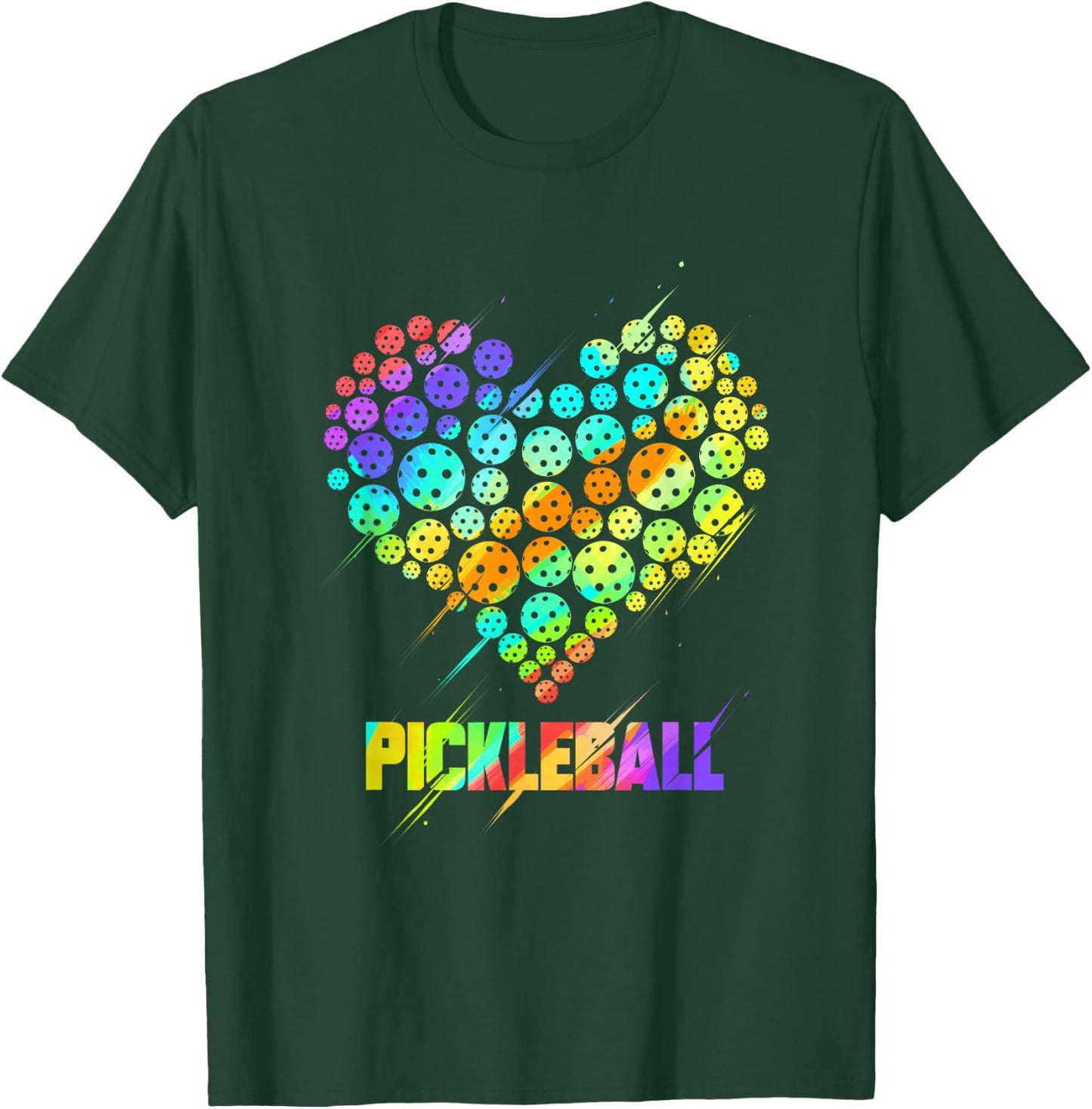 Pickleball Heart - Funny Colorful Paddle Sports Player Gift T-Shirt - T-Shirt | Forest