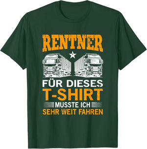 Renteneintritt Rentenalter LKW Fernfahrer Geschenk - LKW Fahrer Rente Pension Trucker Opa LKW - Fahrer Rentner Schwarz Klein Klassisch V-Ausschnitt Kurzarm Polyester 100% Pull-On S T-Shirt - T-Shirt | Forest