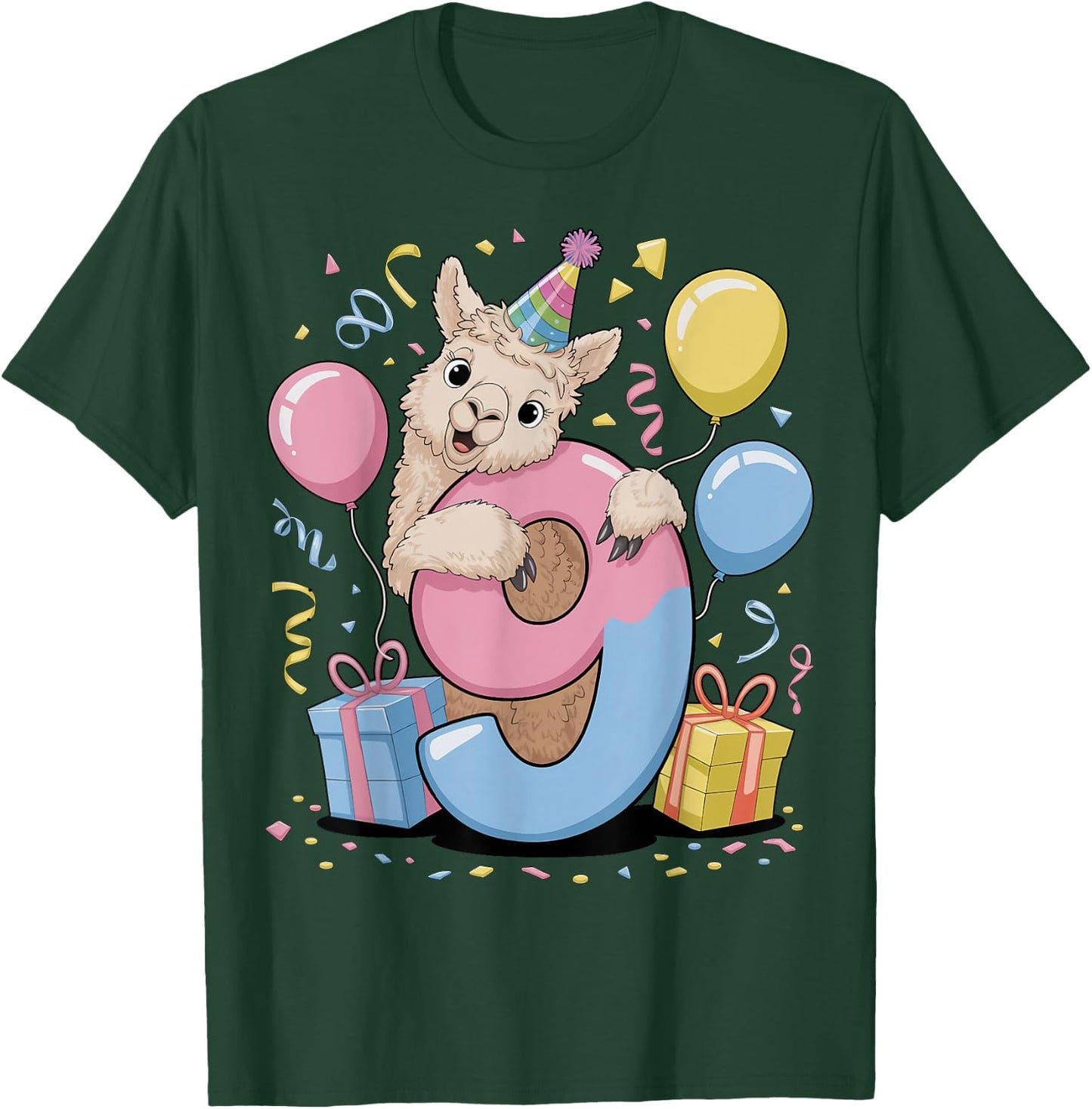 Lama Alpaka 9 Geburtstag Junge Mädchen 9 Jahre alt Lama Alpaka T-Shirt - T-Shirt | Forest
