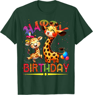 giraffe Birthday Kids Happy Birthday giraffe T-Shirt - T-Shirt | Forest