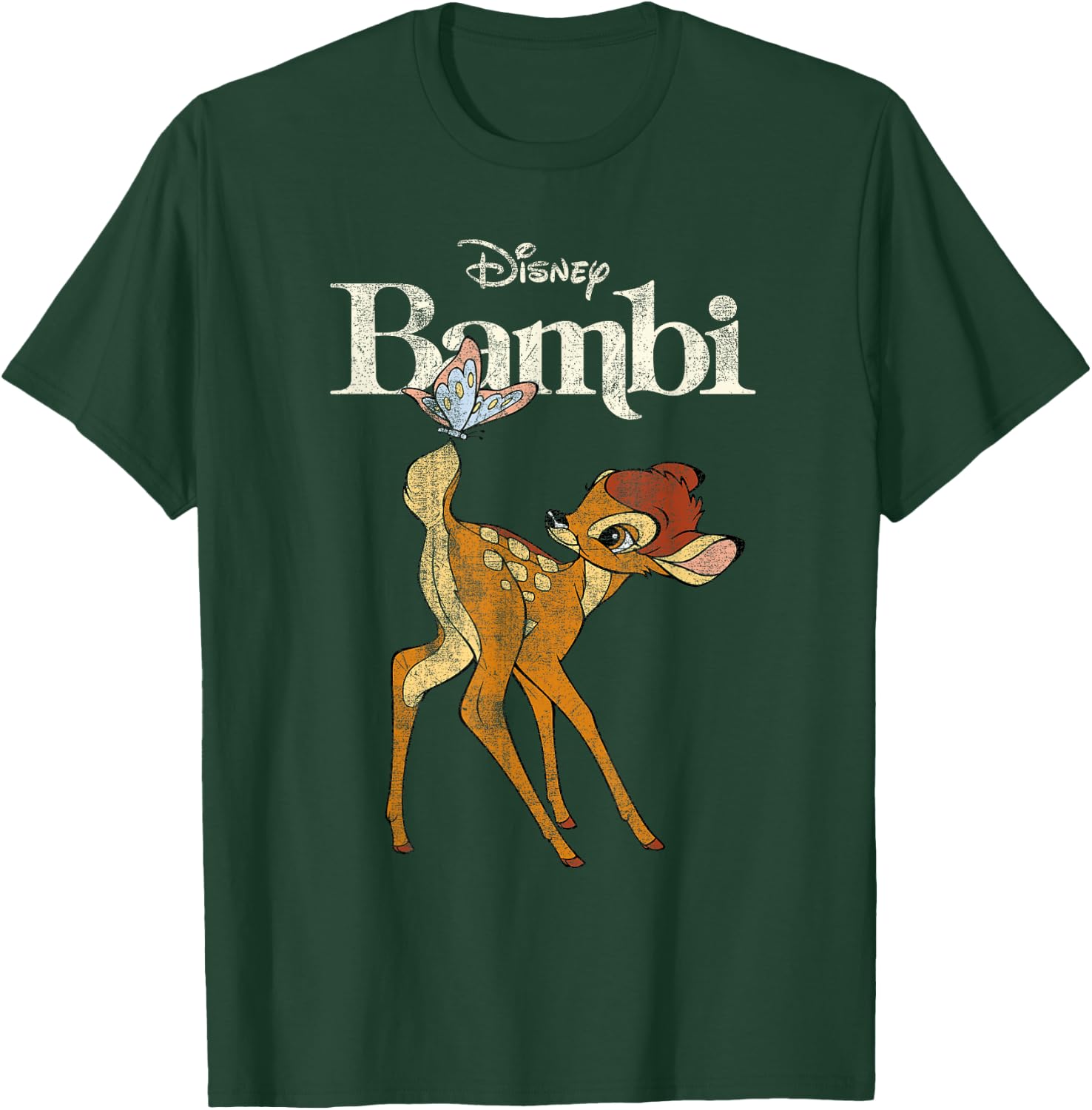 Bambi Butterfly Cream , black T-Shirt - T-Shirt | Forest