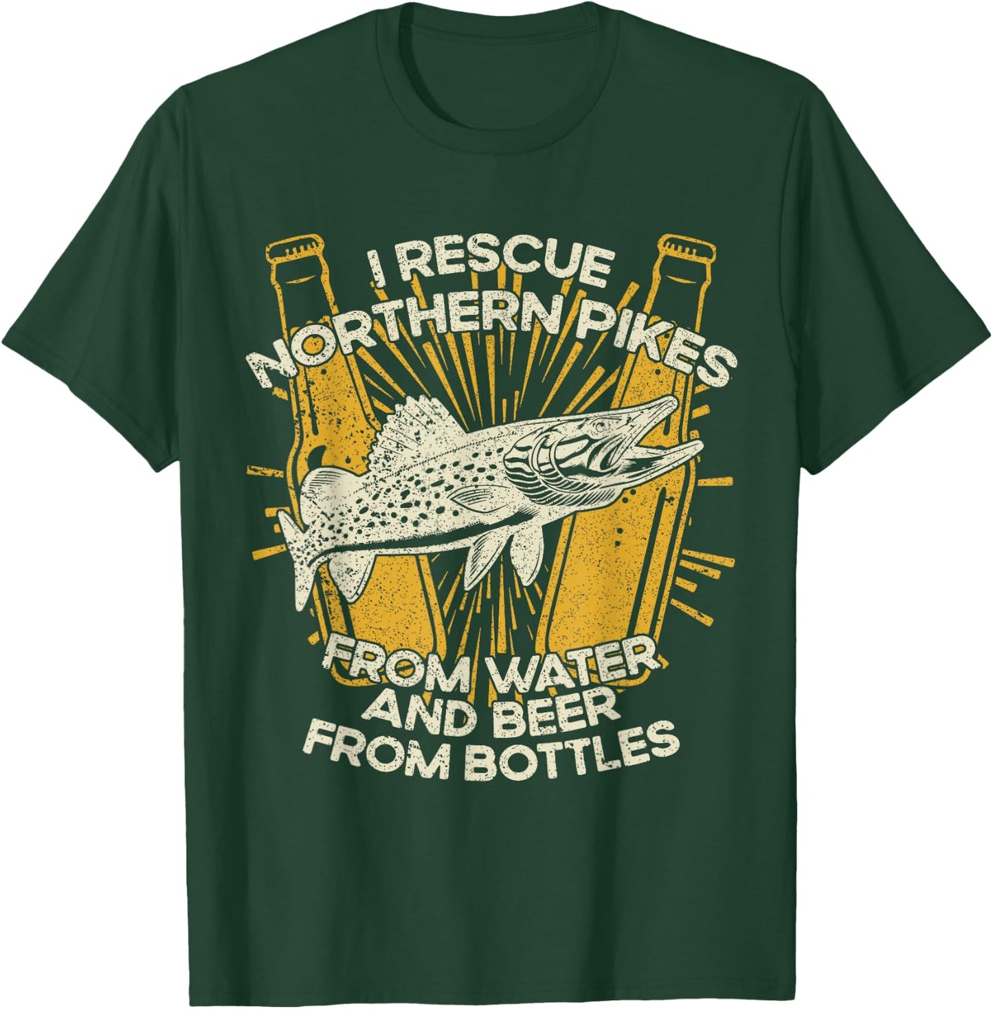 I Rescue Fish And Beer - Fisherman Fishing Northern Pike T-Shirt - T-Shirt | Forest