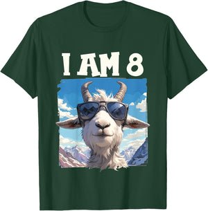 Kids 8 Years old 8 birthday Goats Boy Girl Goat T-Shirt - T-Shirt | Forest
