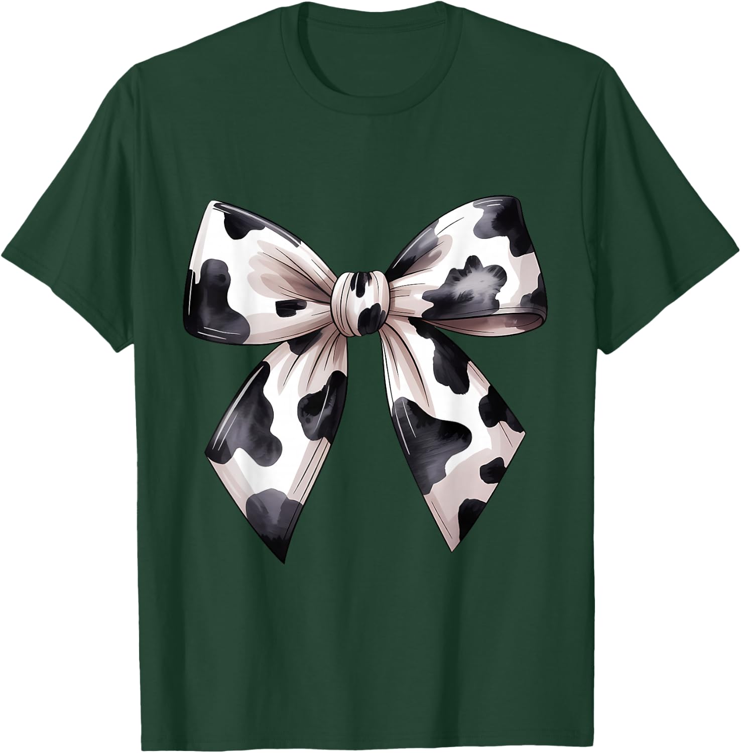 Cow Pattern Coquette Bow Cowprint Cute Cow Lover T-Shirt - T-Shirt | Forest