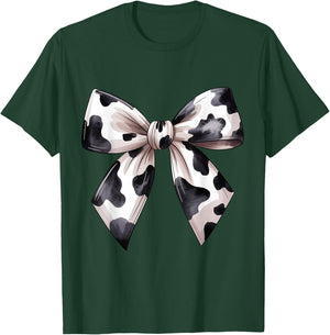 Cow Pattern Coquette Bow Cowprint Cute Cow Lover T-Shirt - T-Shirt | Forest