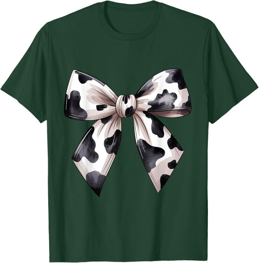 Cow Pattern Coquette Bow Cowprint Cute Cow Lover T-Shirt - T-Shirt | Forest