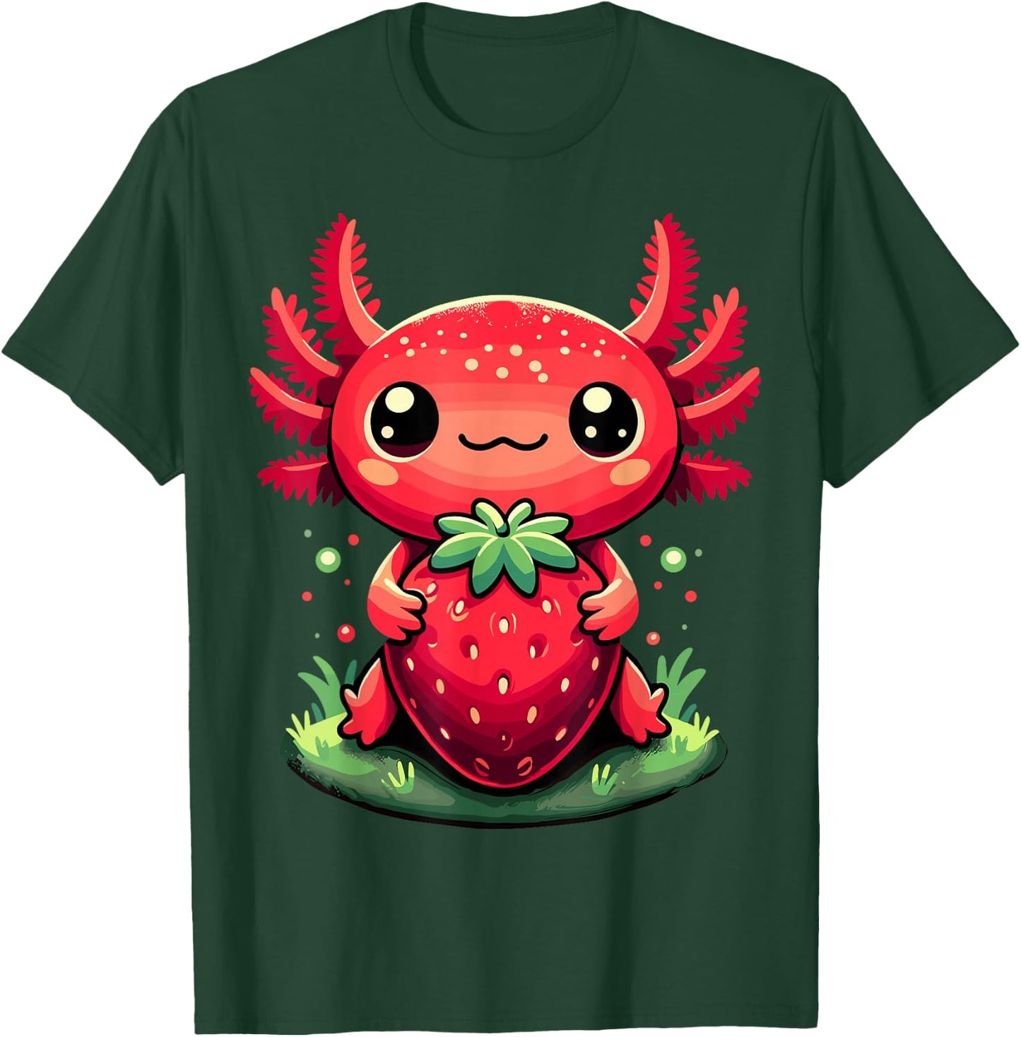 Axolotls Cute Strawberry Summer Fruit Lover Kawaii Axolotl T-Shirt - T-Shirt | Forest