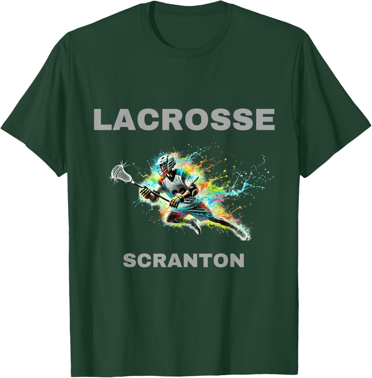 Colorful Lacrosse Player - Scranton T-Shirt - T-Shirt | Forest