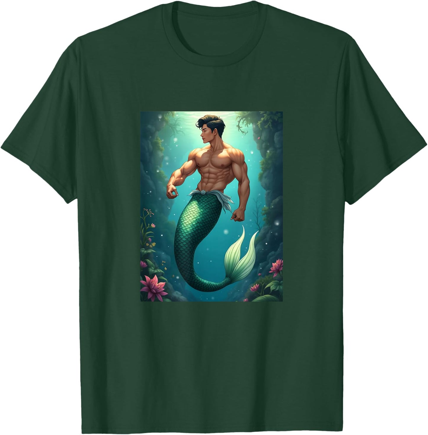 LGBTQ Transgender Gay Muscle Daddy Asian Mermaid Gay Merman T-Shirt - T-Shirt | Forest