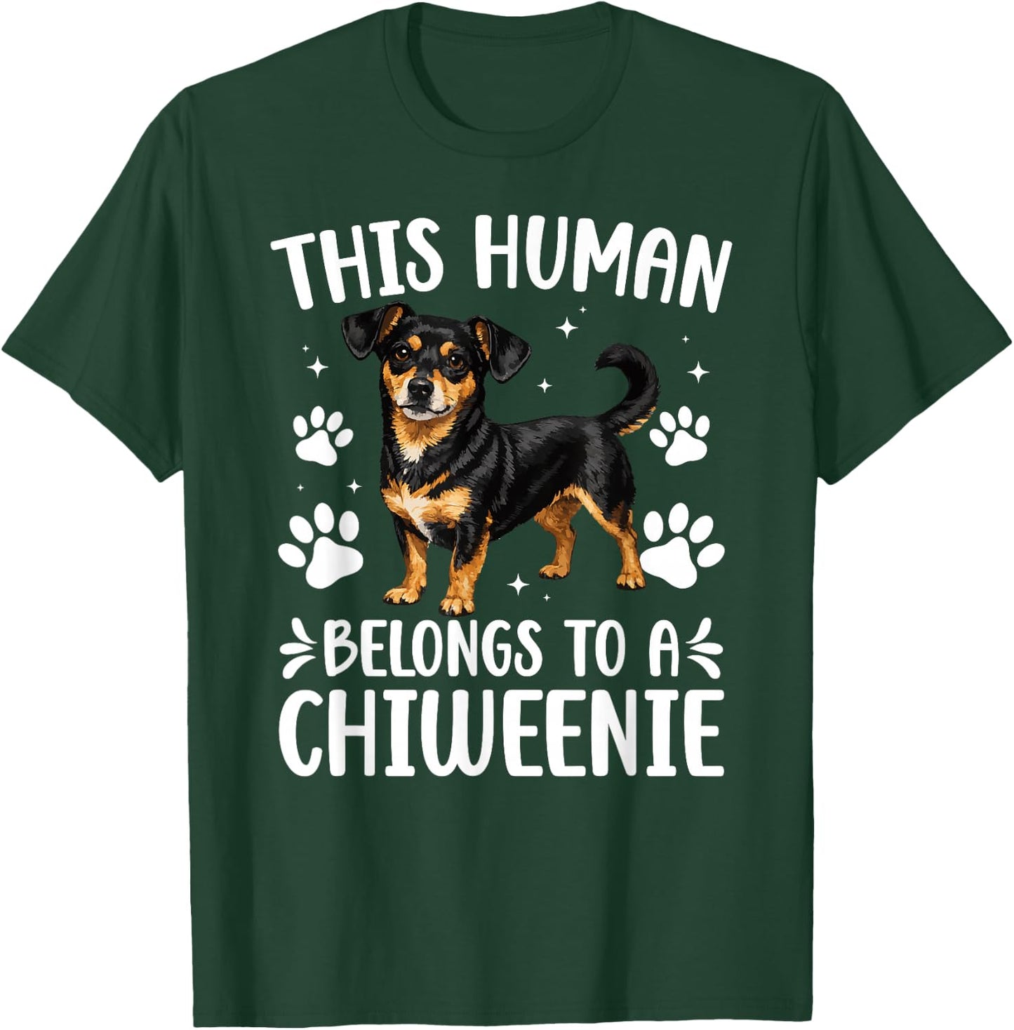 This Human Belongs to A Chiweenie Owner Chiweenie Lover T-Shirt - T-Shirt | Forest