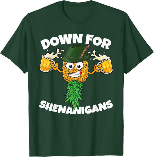 Down For Shenanigans Upside Down Pineapple Swinger Beer Men T-Shirt - T-Shirt | Forest