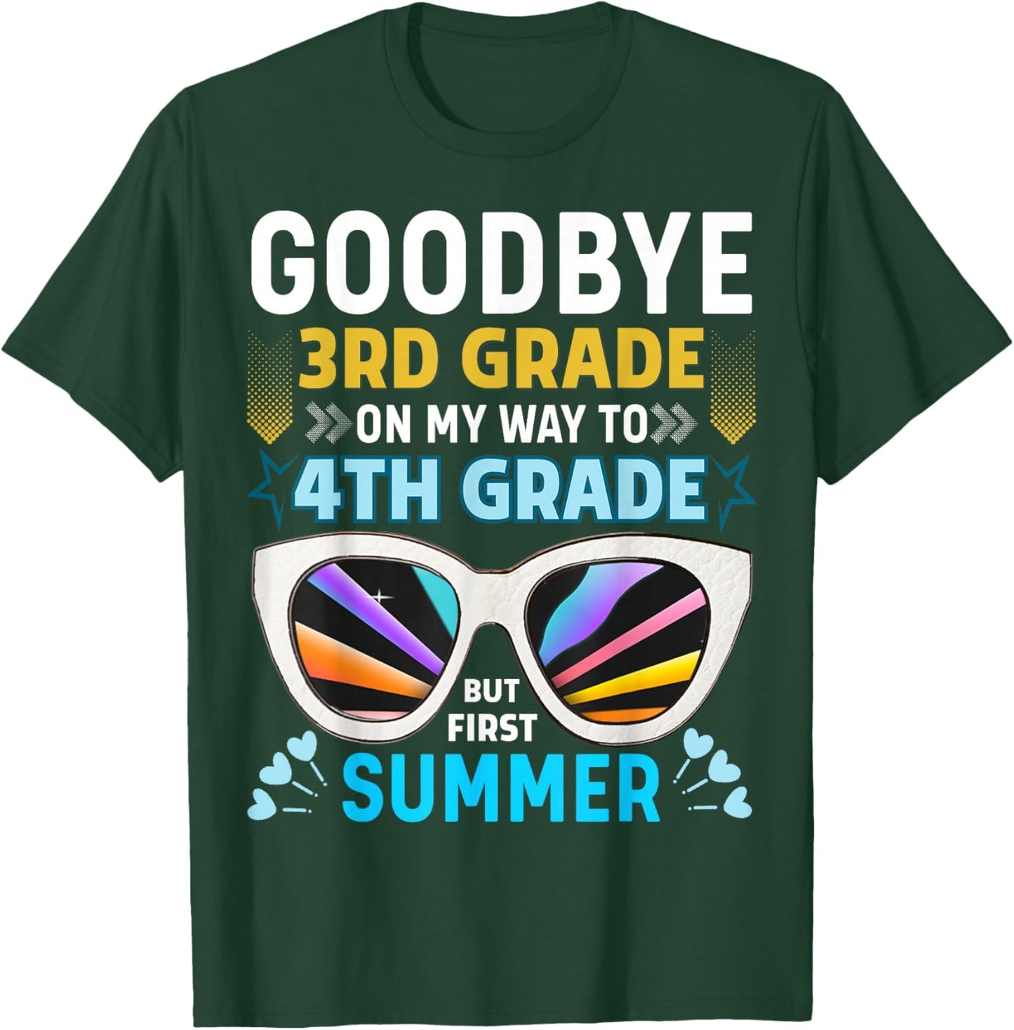 Goodbye 3rd Grade 4th Grade Hello Summer Graduation Kids T-Shirt - T-Shirt | Forest
