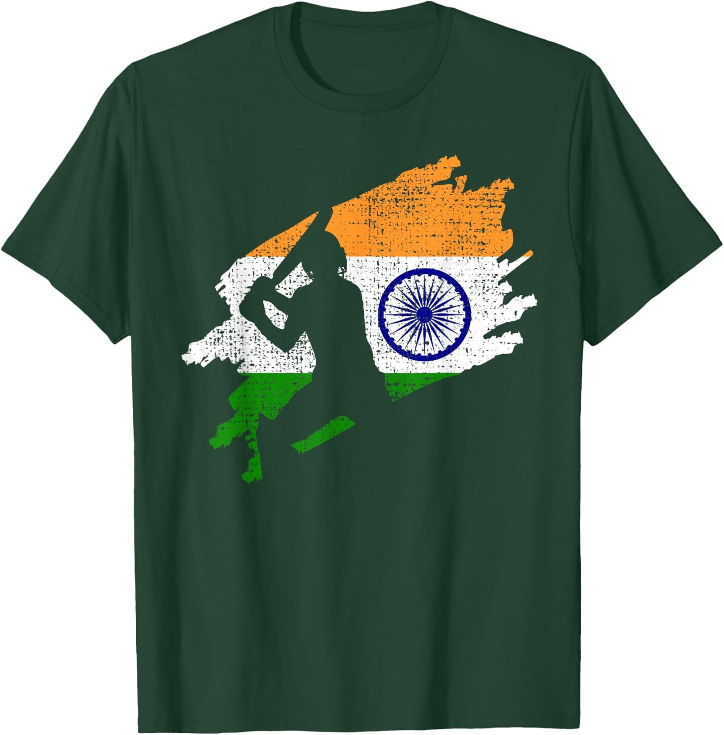 Cricket India Flag Jersey Vintage Gift T-Shirt - T-Shirt | Forest