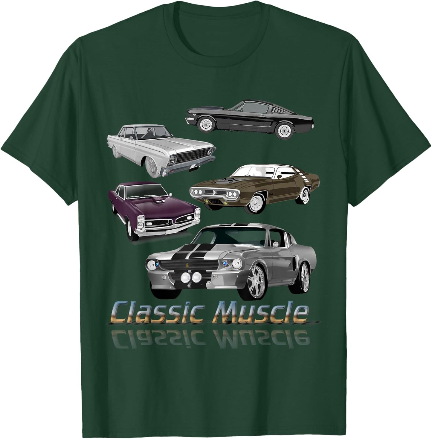 Classic American Muscle Cars Vintage Gift T-Shirt - T-Shirt | Forest