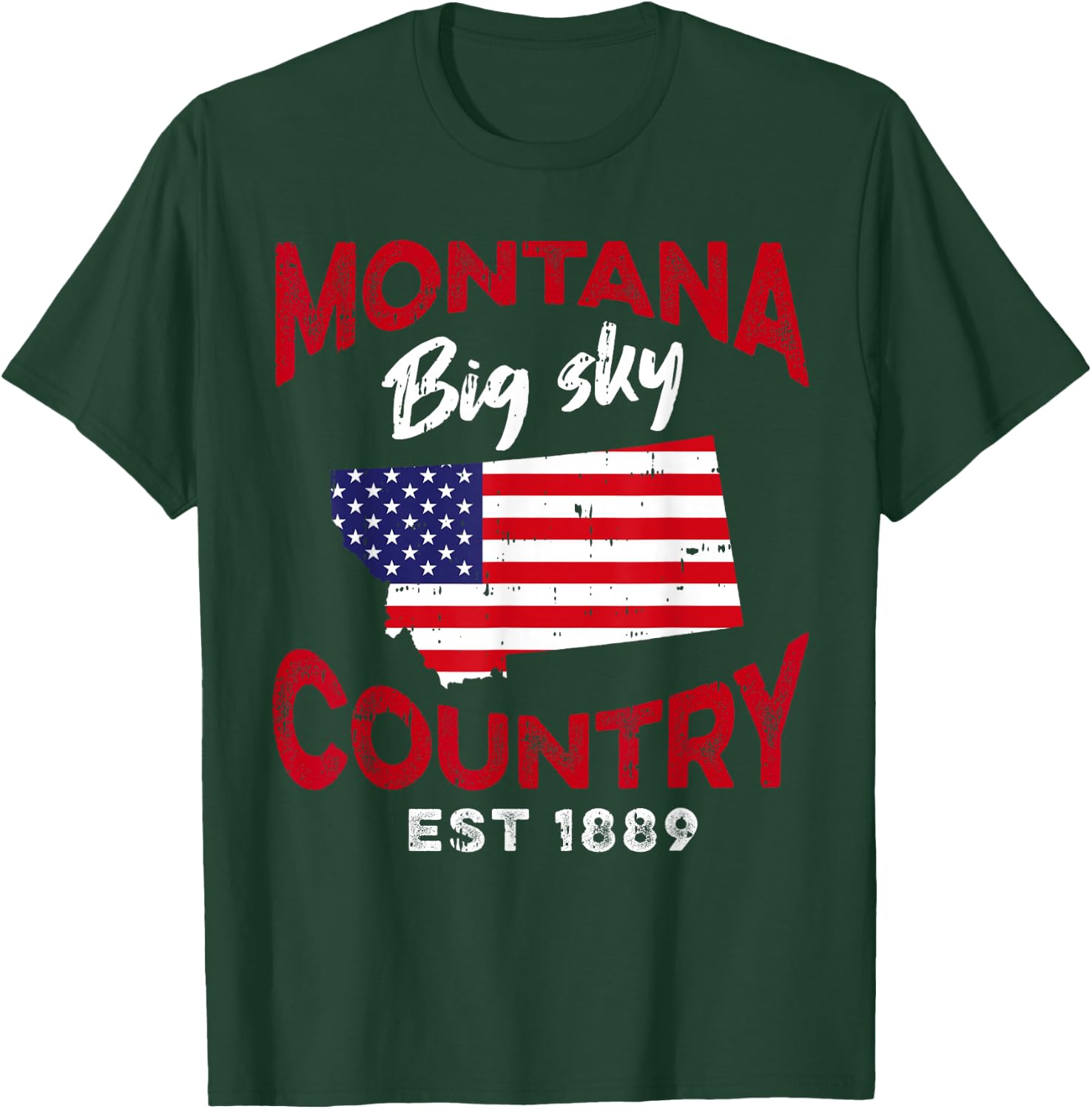 Montana USA American Flag Montanans T-Shirt - T-Shirt | Forest