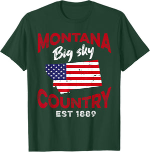 Montana USA American Flag Montanans T-Shirt - T-Shirt | Forest