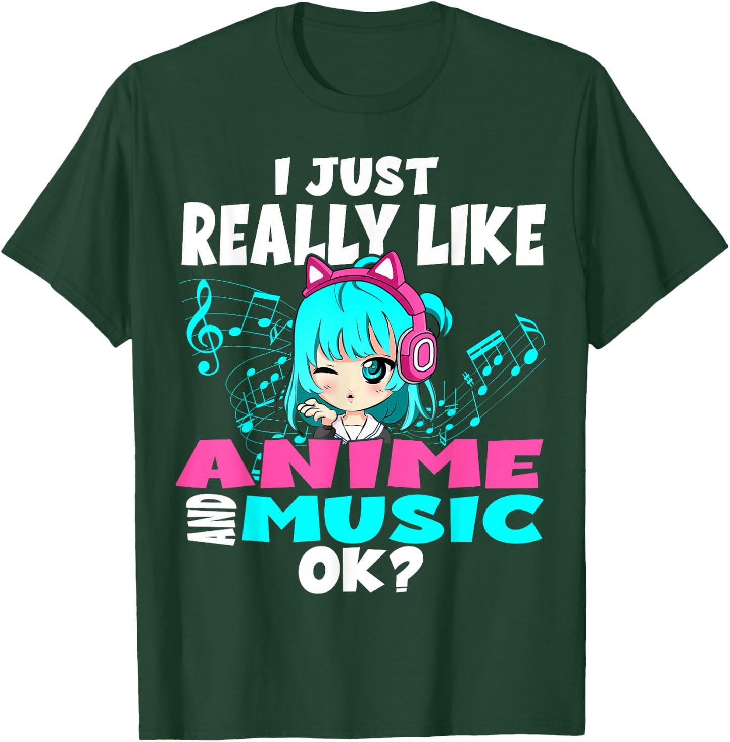 Anime and Music Kawaii Chibi Graphic Teen Anime Girl T-Shirt - T-Shirt | Forest