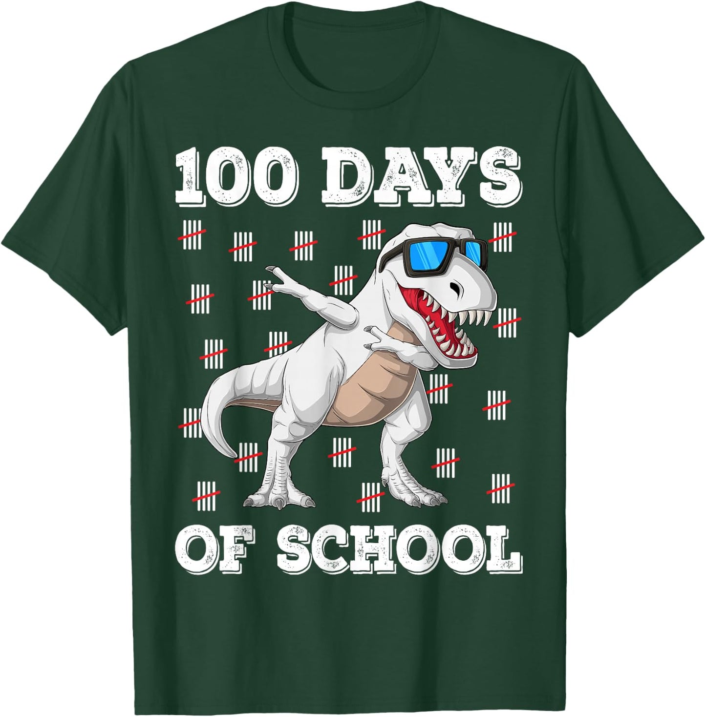 100th Day of School Kids Boys 100 Days of School T-Rex T-Shirt - T-Shirt | Forest