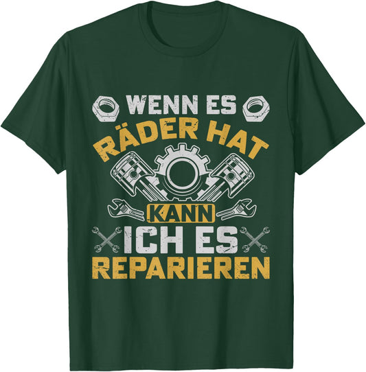 with German Text "Werkstatt KFZ Mechanik T-Shirt - T-Shirt | Forest