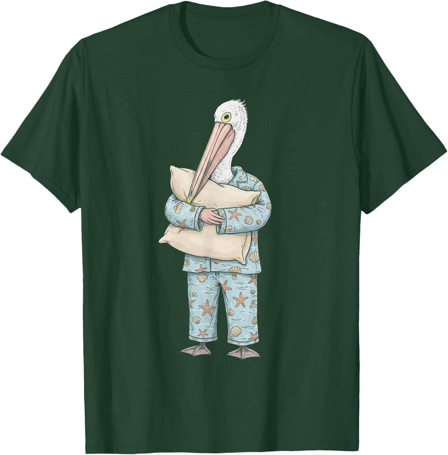 Funny Sleepy Pelican Pajama Women Men Kids Boys And Girls T-Shirt - T-Shirt | Forest