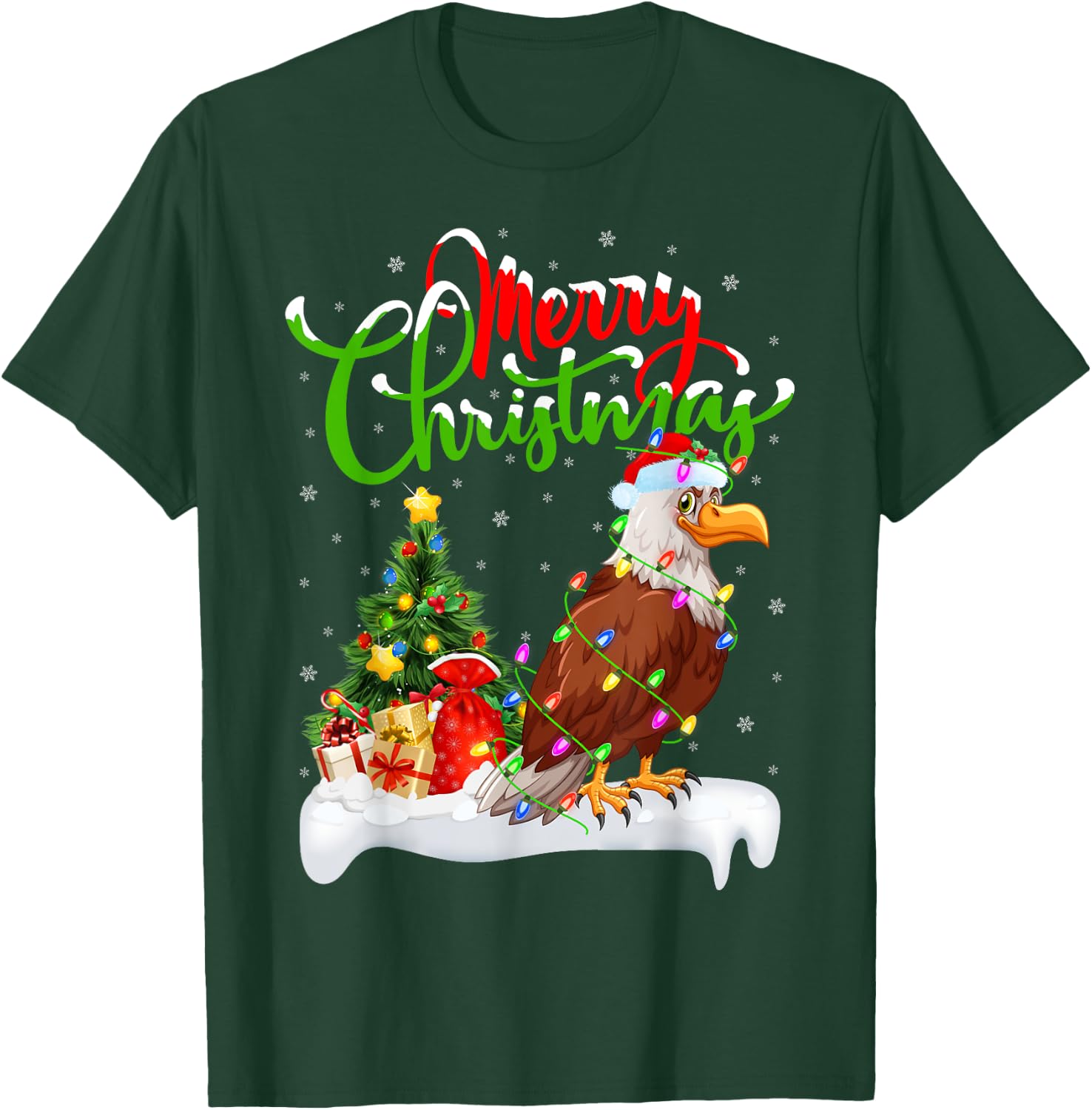 Bald Eagle Bird Lover Xmas Lighting Bald Eagle Christmas T-Shirt - T-Shirt | Forest