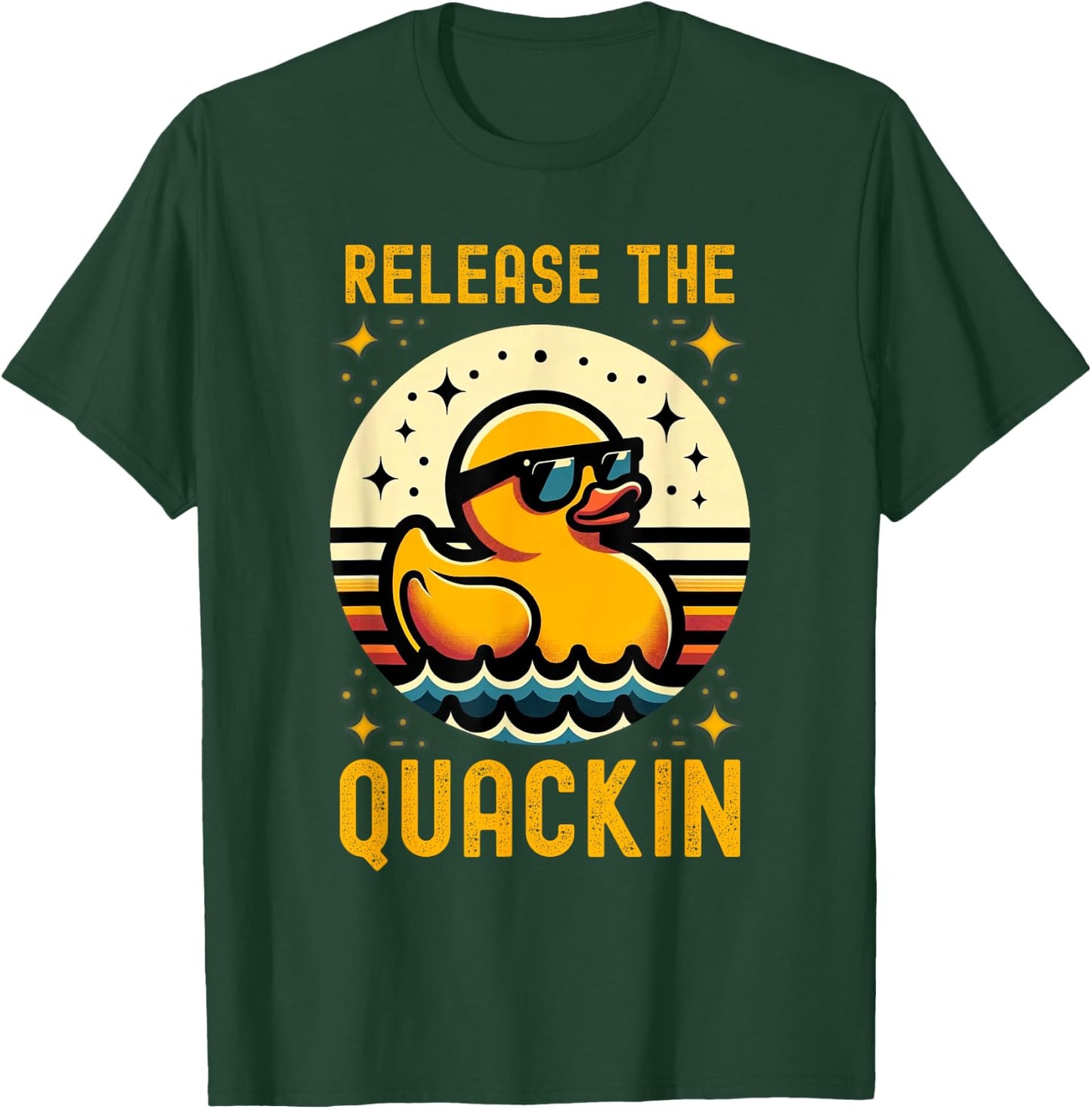 Release The Quackin Funny Duck Lover Rubber Retro Cute Ducky T-Shirt - T-Shirt | Forest