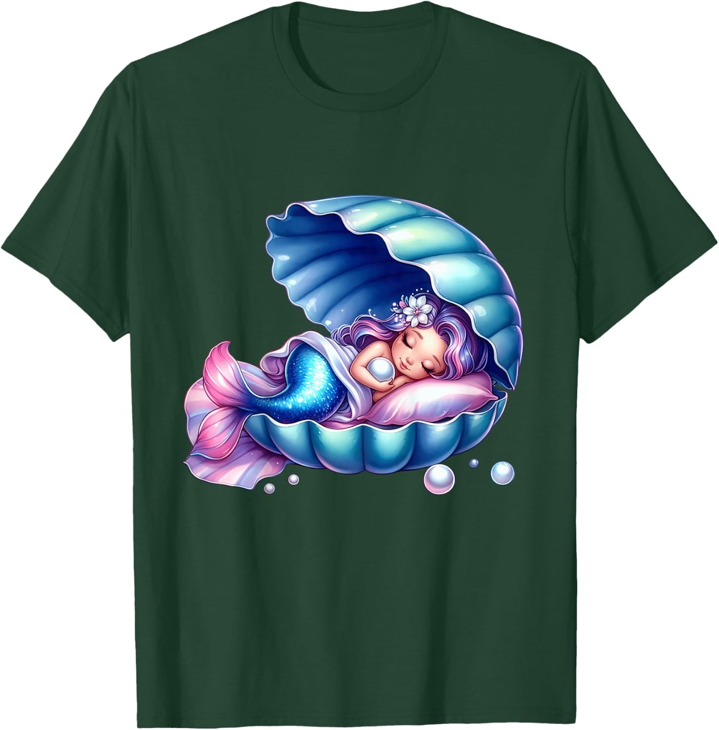 Children's Mermaid Shirt for Girls Birthday for Kids , White T-Shirt - T-Shirt | Forest