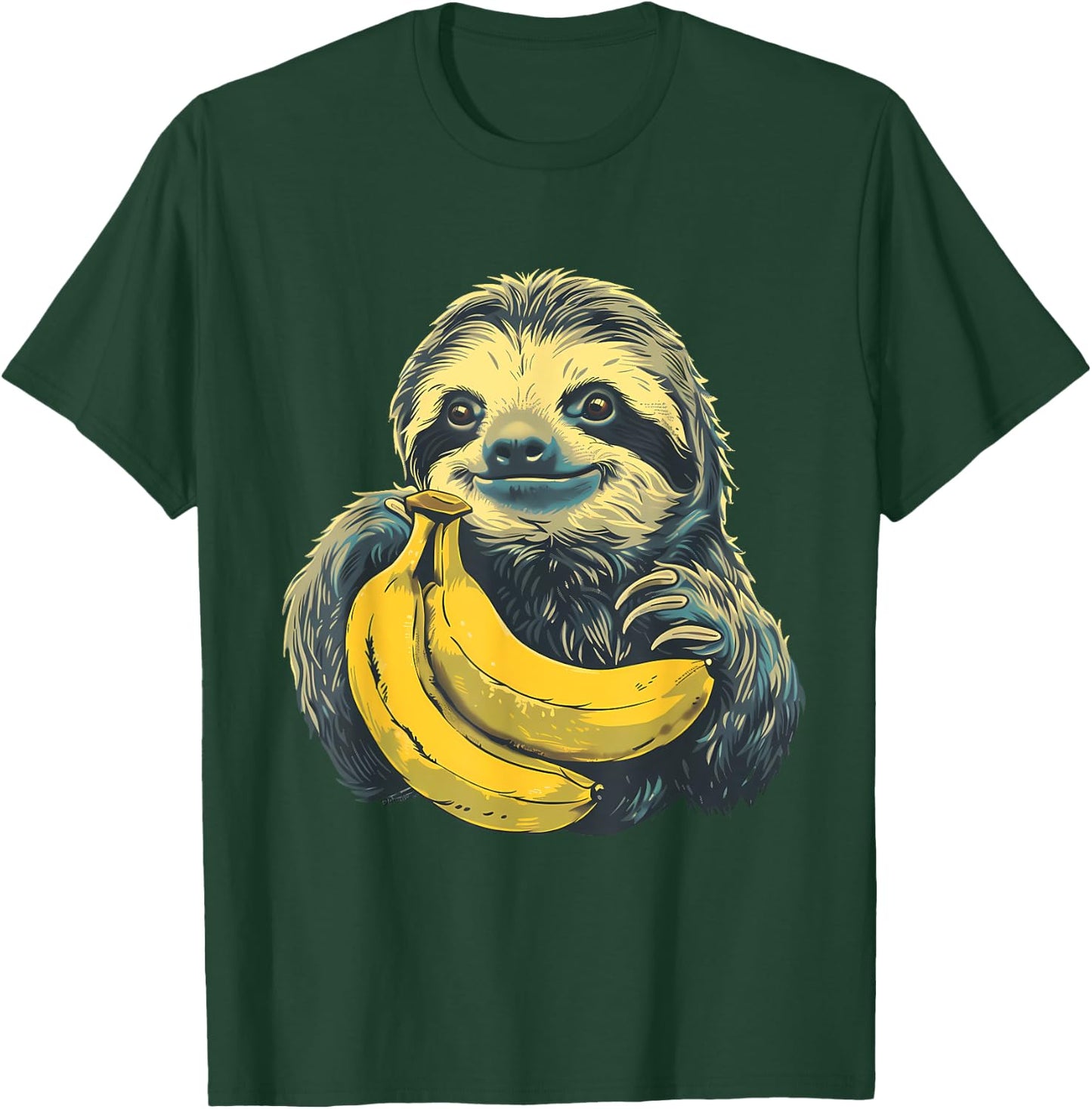 Banana Sloth Watercolor Bananas Fruit Drawing Animal Art T-Shirt - T-Shirt | Forest